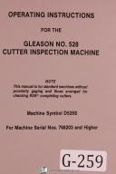 Gleason-Gleason No. 528 Cutter Inspection Machine, Operators Instruction Manual-#528-No. 528-01